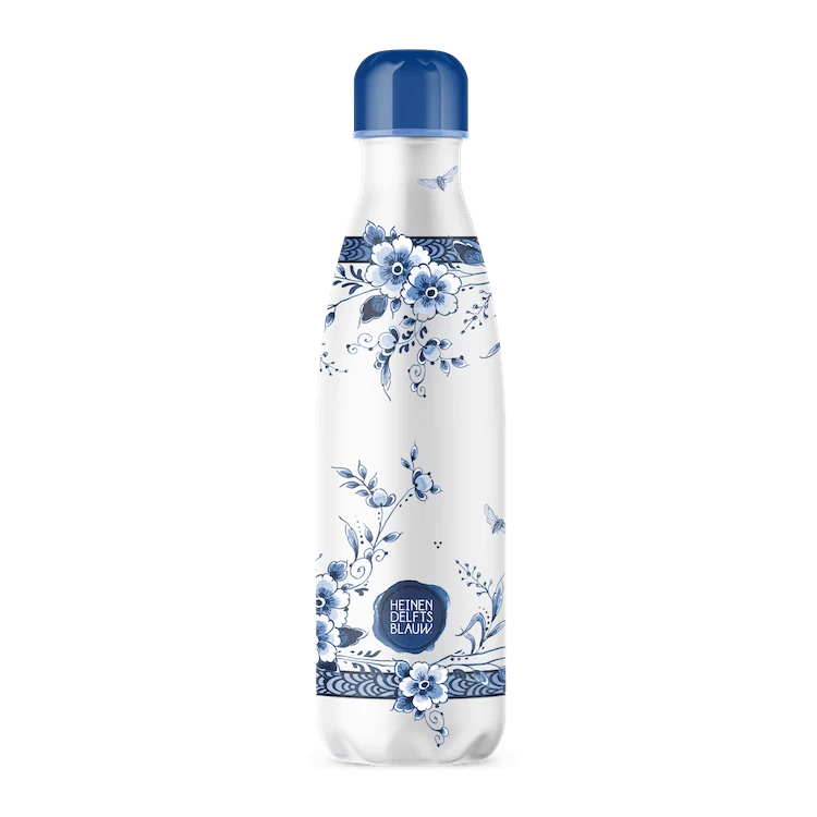 IZY Bottles X Heinen Delfts Blauw Drinkfles 500 Ml Faience Rvs