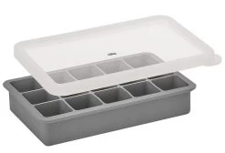 Cilio Blocks Ijsblokjesvorm Met Deksel 18,7 X 11,8 Cm Silicone Grijs