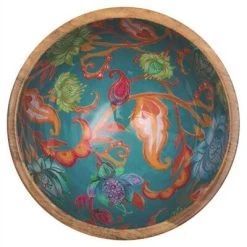 By Room Schaal Rond ø 25 Cm Mangohout Turquoise/oranje