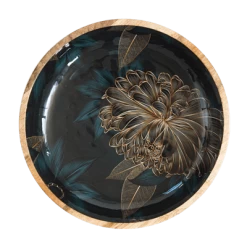 By Room Schaal Rond ø 38 Cm Mangohout Chrysanthemum Gold
