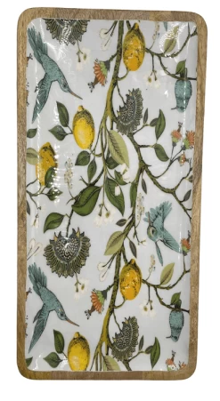 By Room Dienblad 38 X 20 Cm Mangohout Lemon Bird