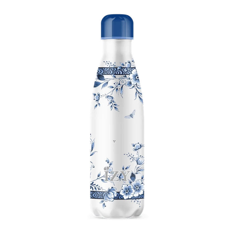 IZY Bottles X Heinen Delfts Blauw Drinkfles 500 Ml Faience Rvs - Afbeelding 2