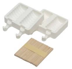 Silikomart Easy Cream 'Tango' Ijsmallen Met Stokjes Silicone Hout Wit