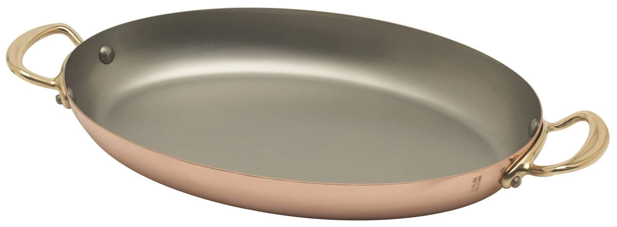 Mauviel M'150B Ovale Serveerpan ø 35 Cm Koper Bronzen Greep