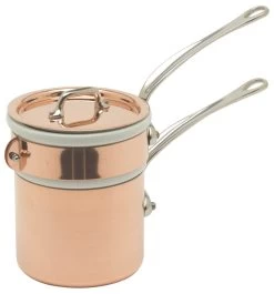 Mauviel M'150S Au Bain-mariepan ø 12 Cm Koper Met Rvs Grepen 2-delig
