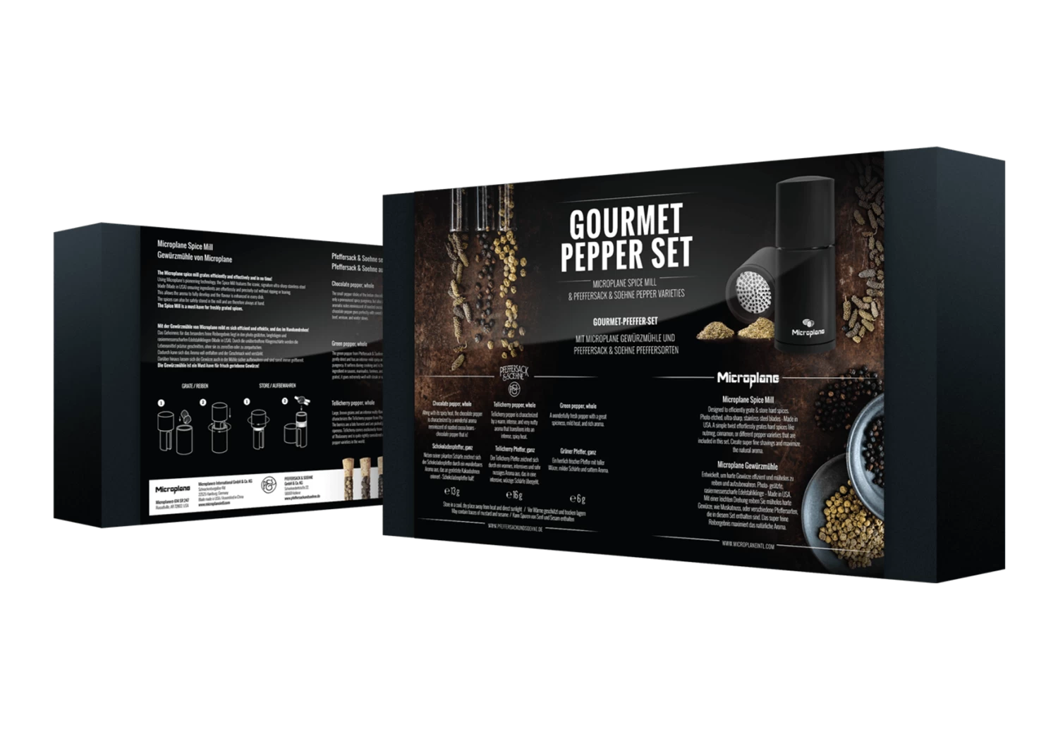 Microplane Kruidenmolen Met 3 Soorten Peper Staal Zwart - Afbeelding 2