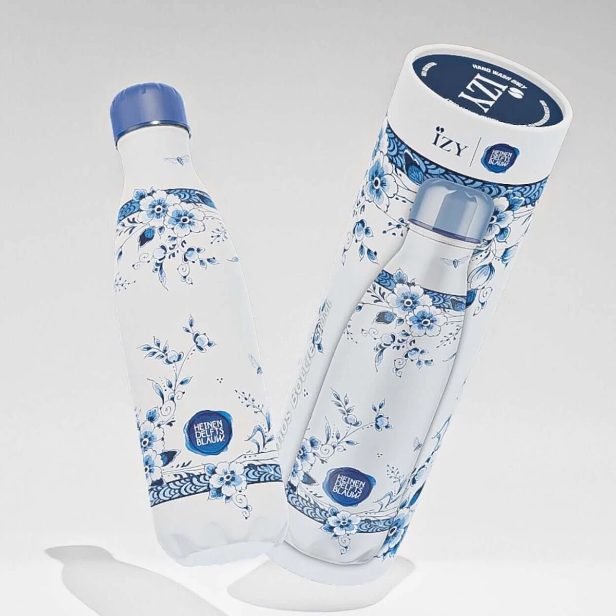 IZY Bottles X Heinen Delfts Blauw Drinkfles 500 Ml Faience Rvs - Afbeelding 3