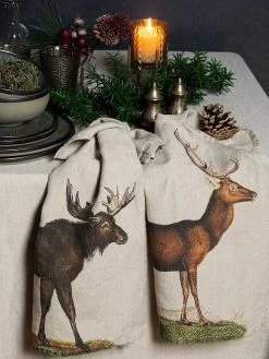 Oldenhof Deer & Moose Handdoek 42 X 60 Cm Linnen 2 Stuks