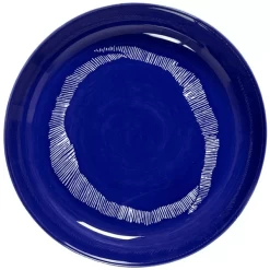 Serax Feast By Ottolenghi Hoog Bord ø 22 Cm H 4 Cm Aardewerk Lapis Lazuli + Swirl-Stripes White