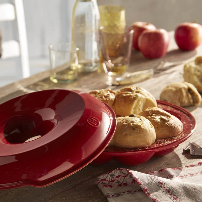 Emile Henry Broodbakvorm Kroonvormig ø 30,5 Cm Aardewerk Rood - Afbeelding 5