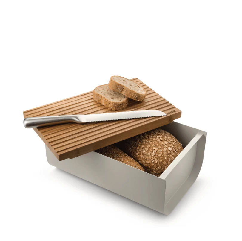 Alessi BG03 WG Mattina Broodtrommel Met Snijplank 34 X 21 Cm Staal Warmgrijs - Afbeelding 2